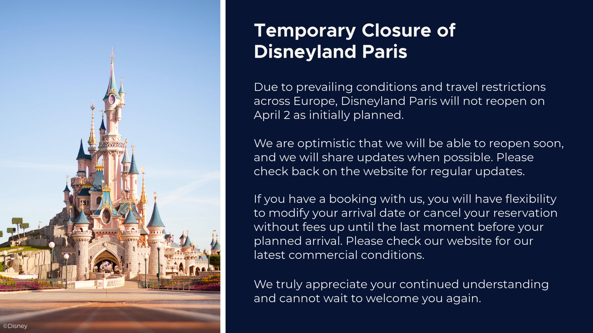 Dlp ディズニーランドパリ 21年4月2日の営業再開延期を発表 Disneyworldfan Jp